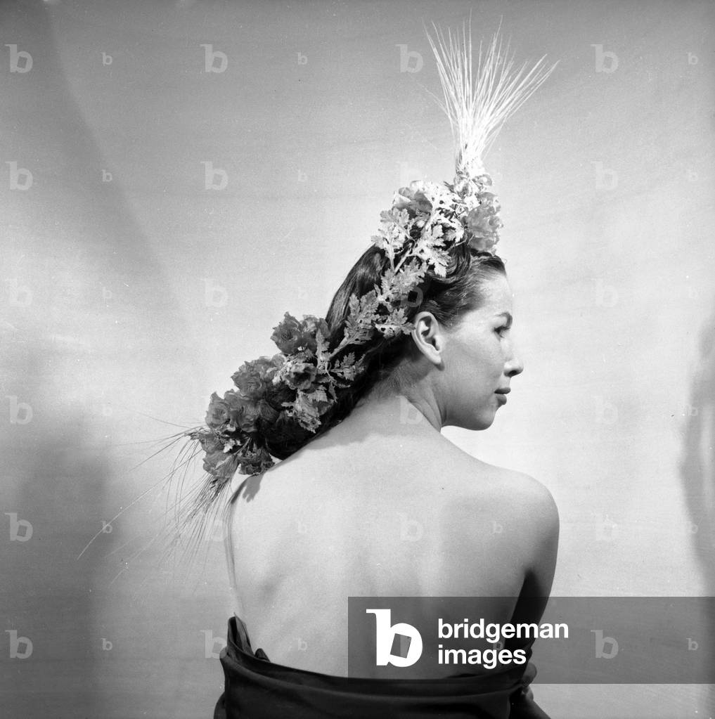 Hairstyle By The Parisian Hairdresser Alexandre De Paris and Carita, April 29, 1953 (b/w photo)