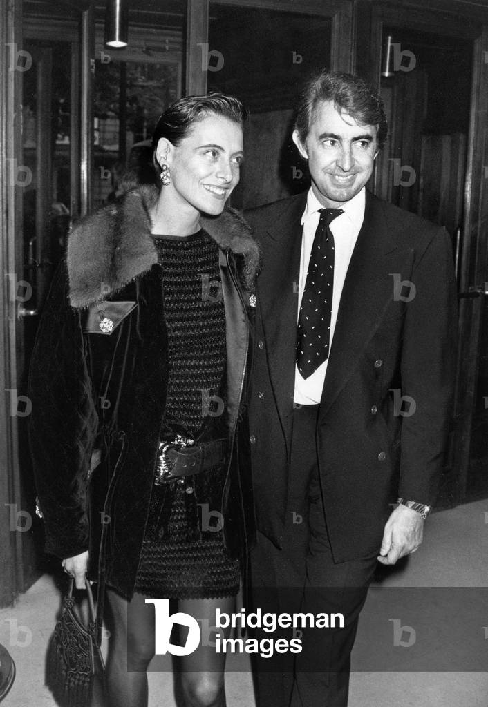 Model Ines De La Fressange With her Husband September 26, 1990 (b/w photo)