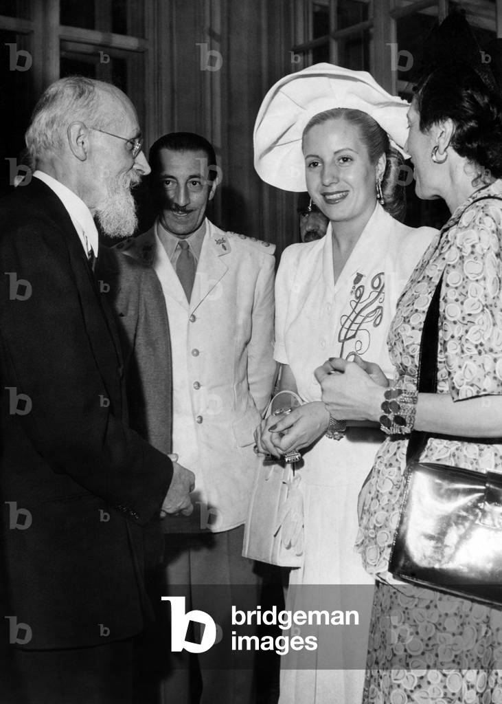 Francisque Gay Met Peron At A Reception Dated At The Hotel Or She Descted On July 24, 1947 (b/w photo)