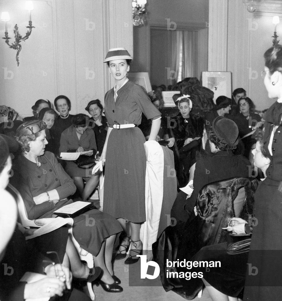 Christian Dior Fashion Show in February 1951 (b/w photo)