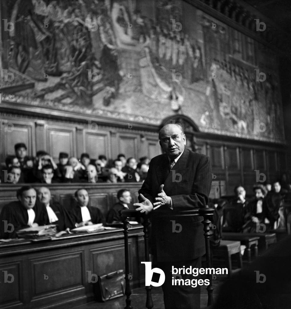 Cagoule Trial (Extreme Right Plot Agianst Republic) on October 25, 1948 : Edouard Daladier (b/w photo)