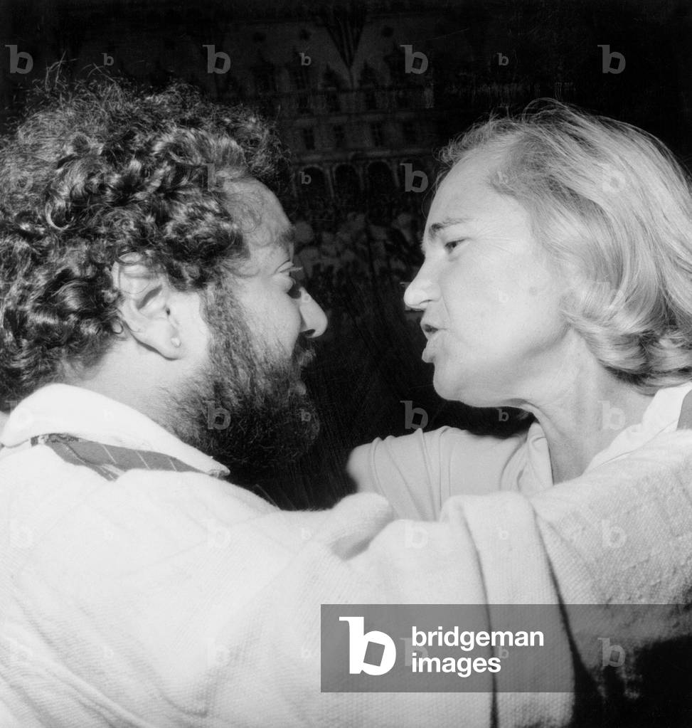 Singer Carlos and Presenter Maritie Carpentier October 12, 1977 (b/w photo)
