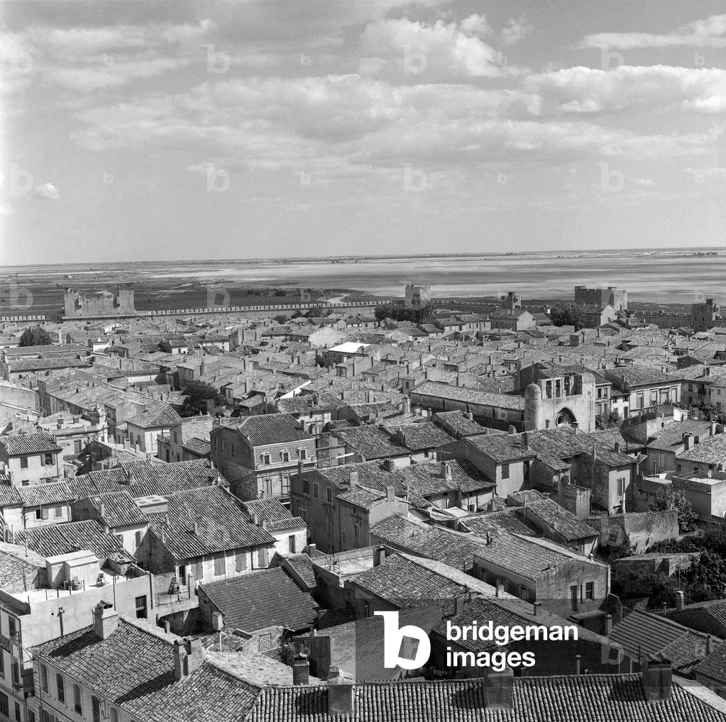 Aigues Mortes, Camargue, France, in The 1950'S. (b/w photo)