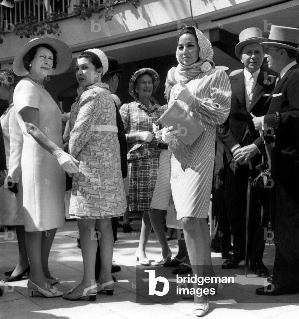 Actress Maria Felix at Horse Race, Paris, Longchamp, June 26, 1966 (b/w photo)