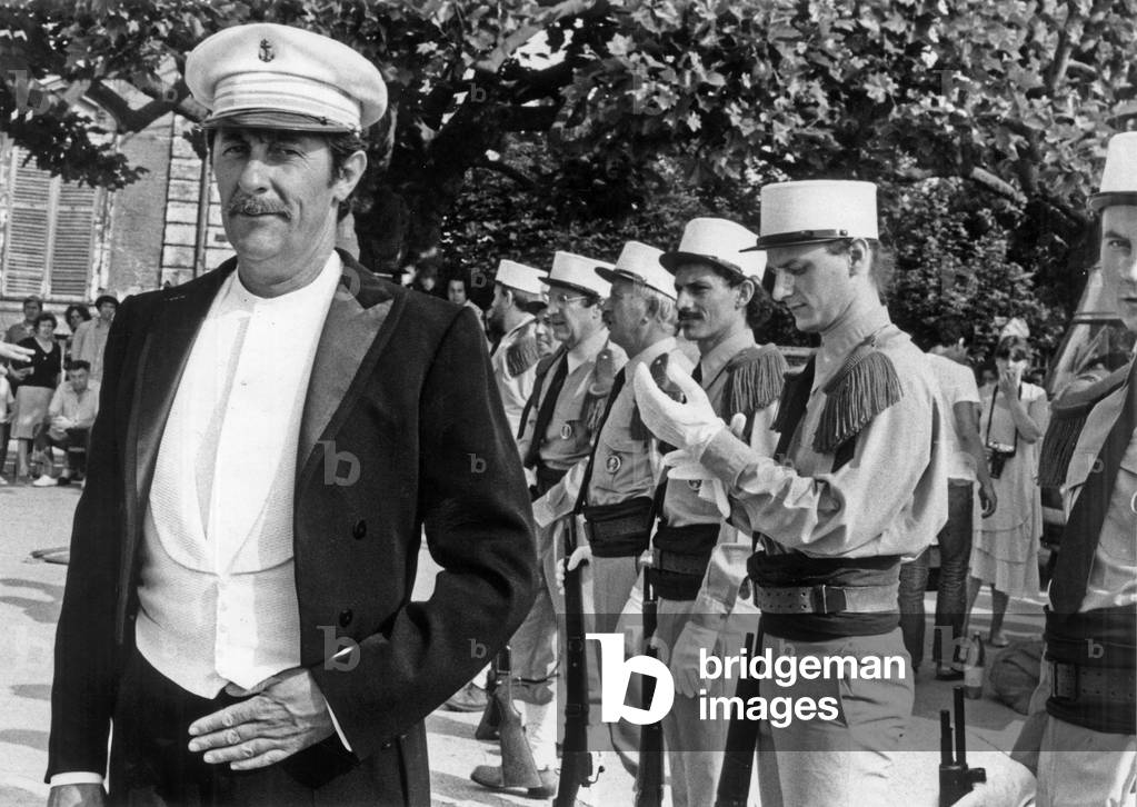 French Actor Jean Rochefort on Set of Film 