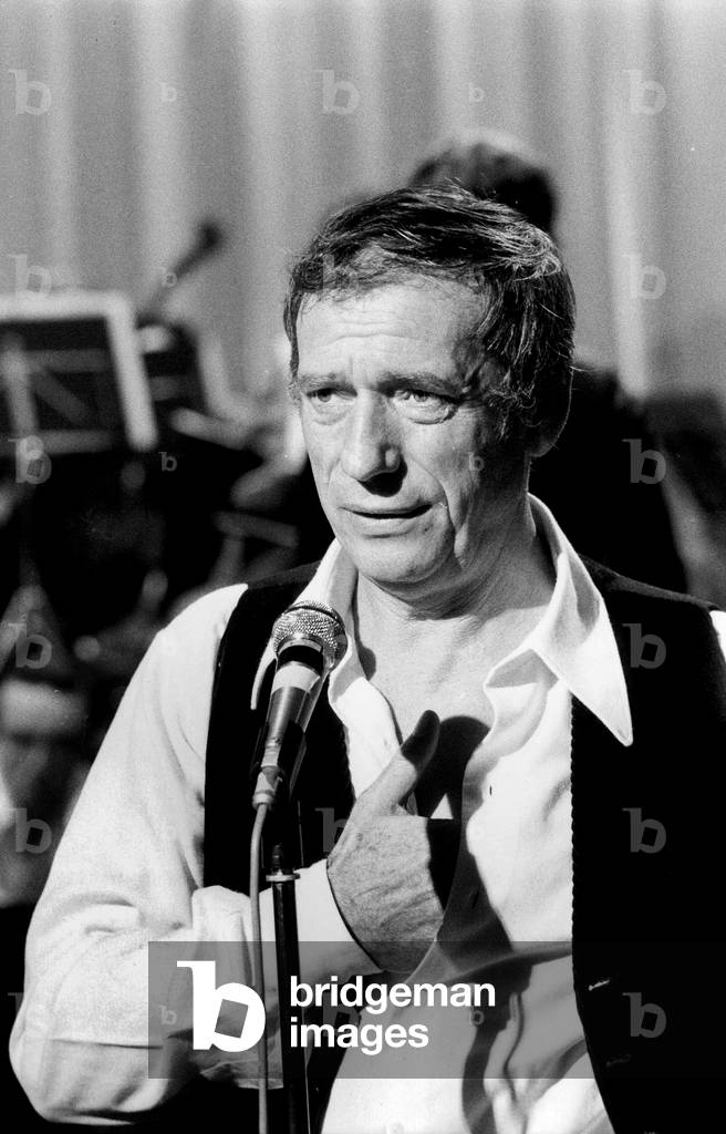 Yves Montand Singing on TV Programme October 9, 1973 (b/w photo)