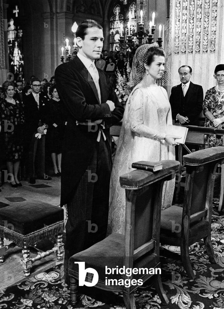 Wedding of Princess Isabelle of France, Eldest Daughter of Count-Of-Paris, With Count Frederic Carl of Schonborn Buchheim in Dreux September 10, 1964 (b/w photo)