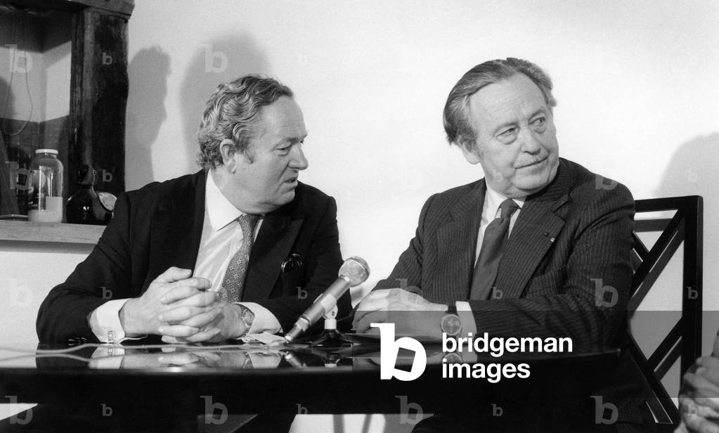Jean-Marie Le Pen Leader of National Front and Michel De Saint Pierre during European Elections May 22, 1979 (b/w photo)