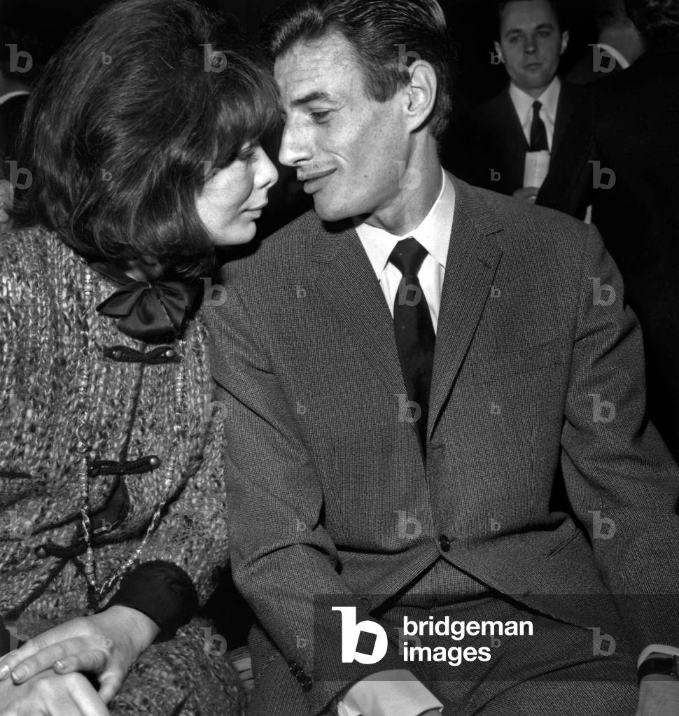 French Singers Juliette Greco and Jean Ferrat at Song Prize Giving March 12, 1964 (b/w photo)