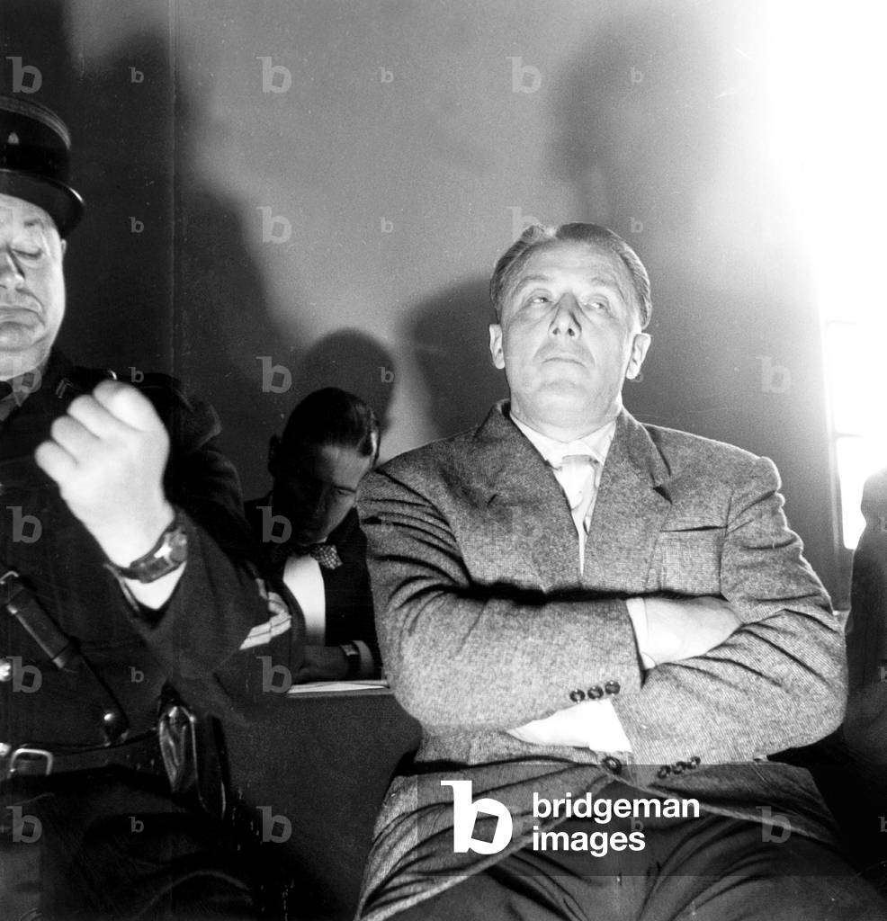 Trial of Burglar and Gangster Abel Danos Called The Mammoth Former Gestapo Member , here Waiting For Death Sentence June 30, 1952 (b/w photo)