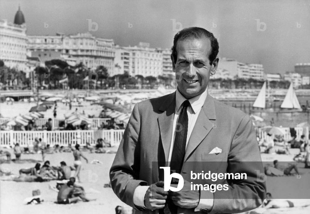 Olivier Giscard D'Estaing (Brother Ofvalery Giscard D'Estaing) in Canes, France, June 1968 (b/w photo)