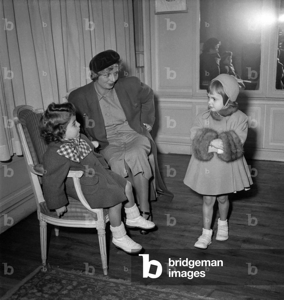 Children's fashion by Jane Sylvain, Paris, October 1949 (b/w photo)