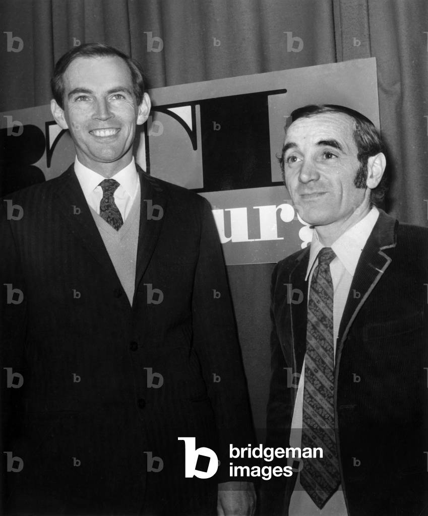 Christian Barnard With Charles Aznavour, 1968 (b/w photo)