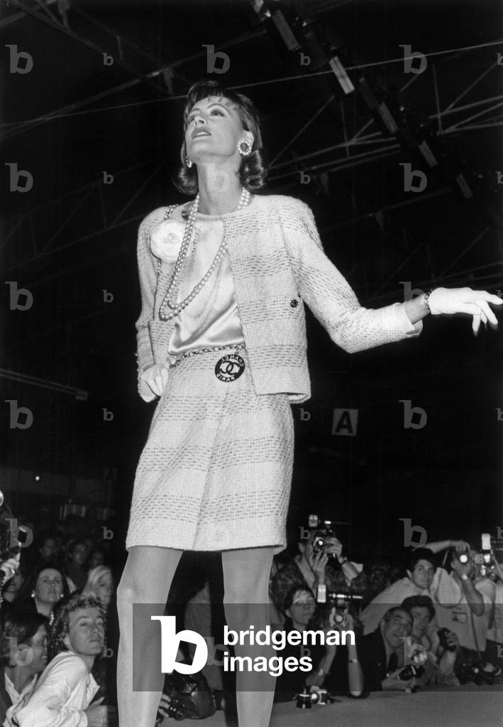 Fashion Chanel For Spring Summer Suit 1988 (b/w photo)