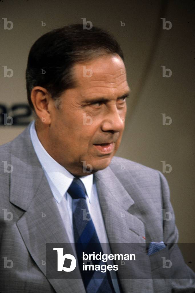 French Politician Charles Pasqua during TV Programme, July 3, 1986 (photo)