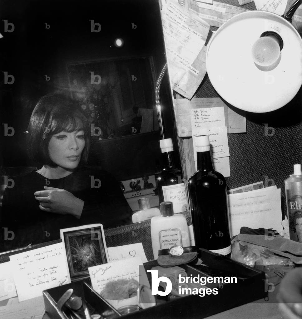 Singer Julliette Greco in Backroom May 13, 1966 at The Olympia in Paris (b/w photo)