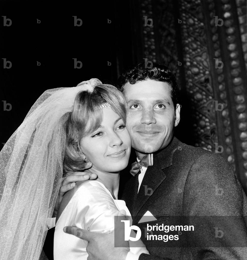 Wedding of Roger Chaland (Brunocoquatrix'S Press Attache) and Young Actress Dany Saval October 04, 1958 (b/w photo)