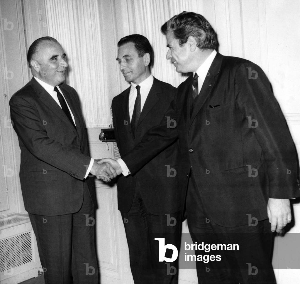 Georges Pompidou, Candidate To Presidential Election, Receiving at his Quarters Mr. Claudius Petit, Joseph Fontanet and Jacques Duhamel For New Stage of Electoral Campaign June 03, 1969 (b/w photo)