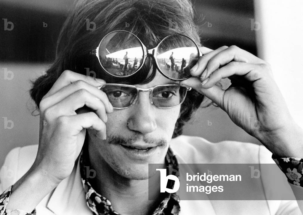 French Singer Antoine Wearing Sunglasses August 24, 1968 (b/w photo)