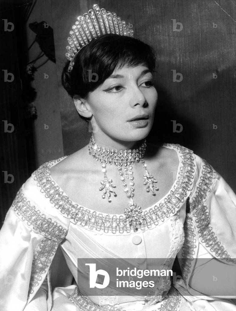 Singer and Actress Juliette Greco in Play Anastasia, Paris, November 5, 1955 (b/w photo)