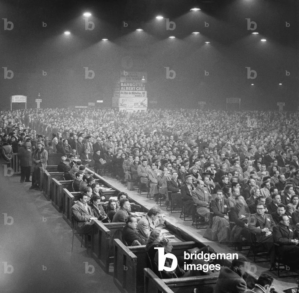 Anniversary of the October revolution, in Paris, November 8, 1950 (b/w photo)