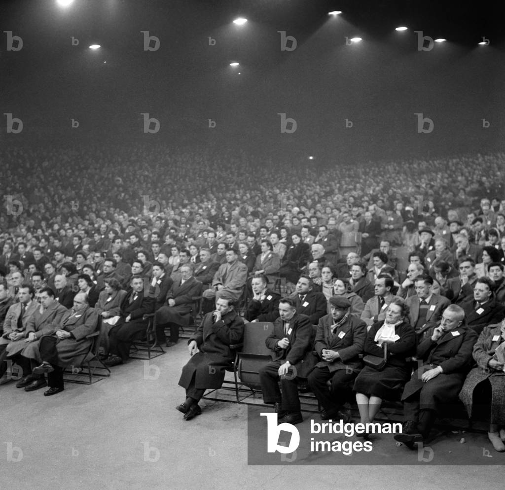 Meeting For The French Republic, Vel D'Hiv, Paris, France, March 19, 1958 (b/w photo)