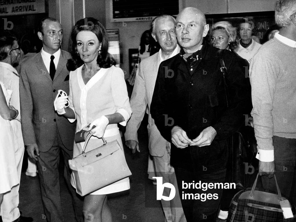 Ludmilla Tcherina and Yul Brynner Arriving in Nice Airport For Separated Holidays on The Riviera September 06, 1969 (b/w photo)