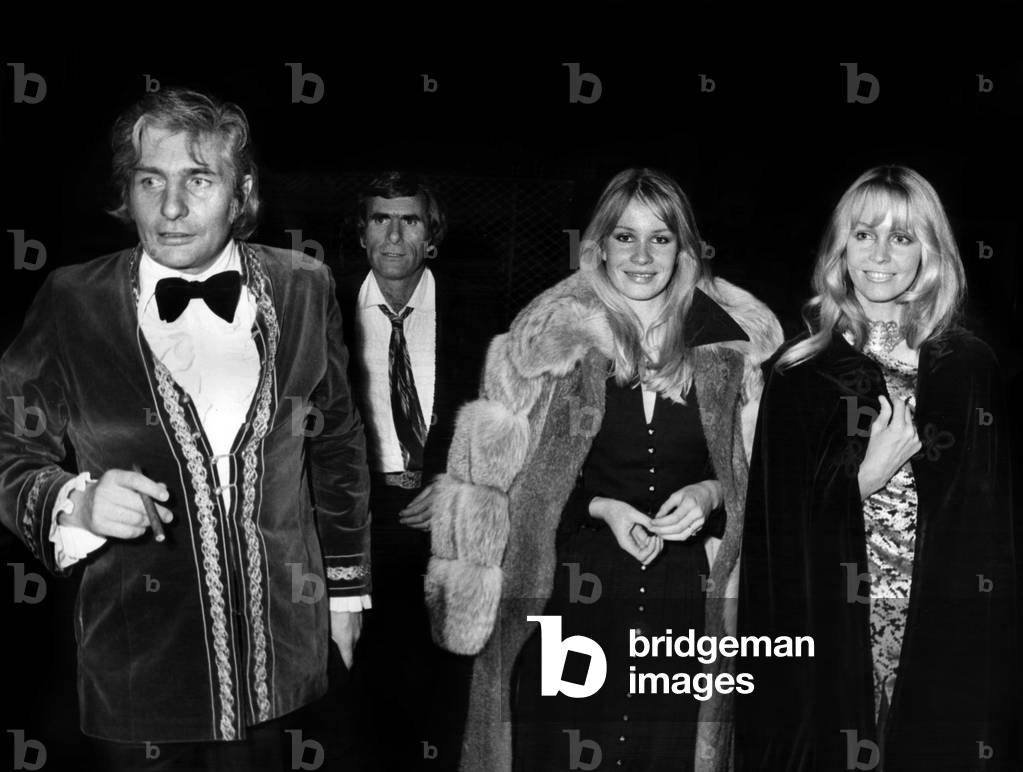 Gunther Sachs (L) and his 3Rd Wife Mirja Larsson (R) With Serge Marquant and his Companion Outside The 