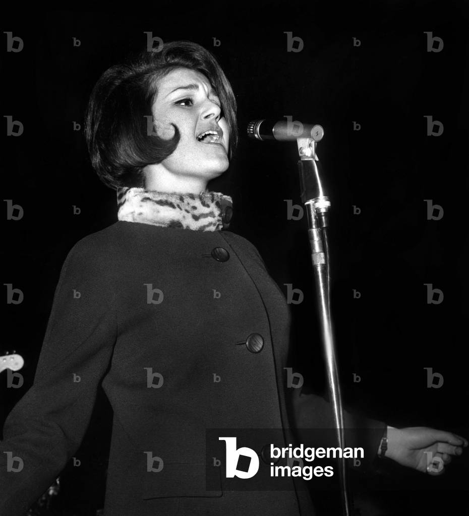 Louise Cordet Singing On The Olympia Scene During A Repetition On December 11, 1963 (b/w photo)