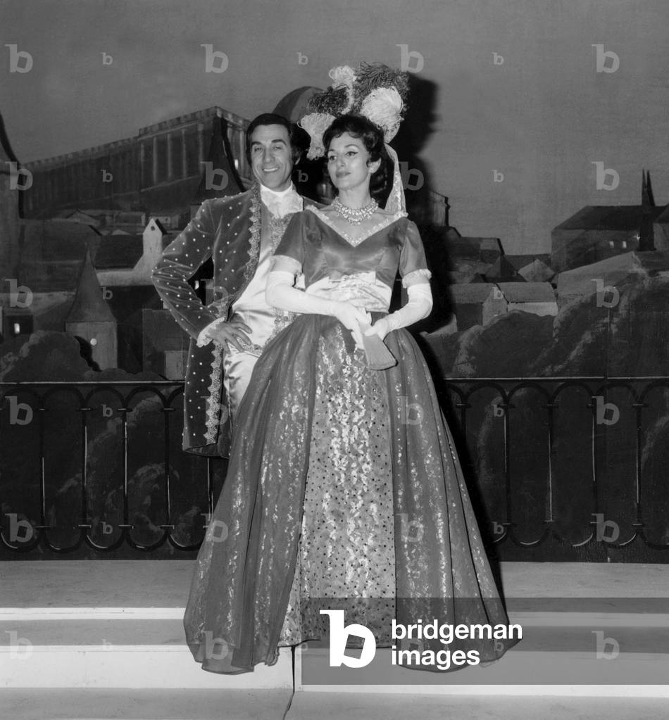 Luis Mariano (As Goya) and Maria Murano (As Duchess of Alba) during Rehearsals of Operetta 