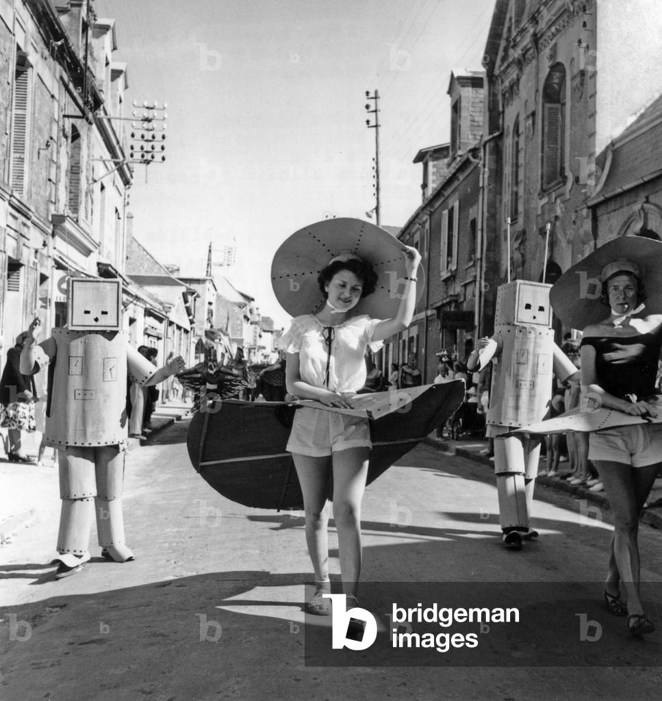 A Saint Aubin Sur Mer On The Normandy Coast Here During The Year 2000 Theme Festival August 21, 1950 (b/w photo)