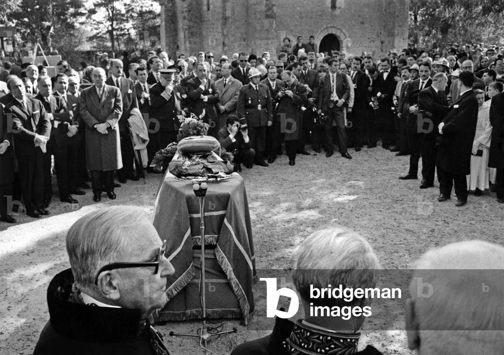 Funerals of Jean Cocteau in Milly La Foret October 16, 1963 (b/w photo)