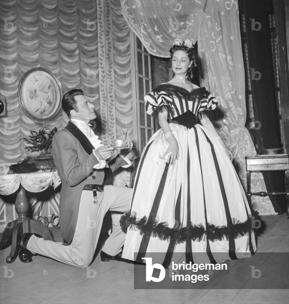 French actors Jean Martinelli and Francoise Christophe in play 