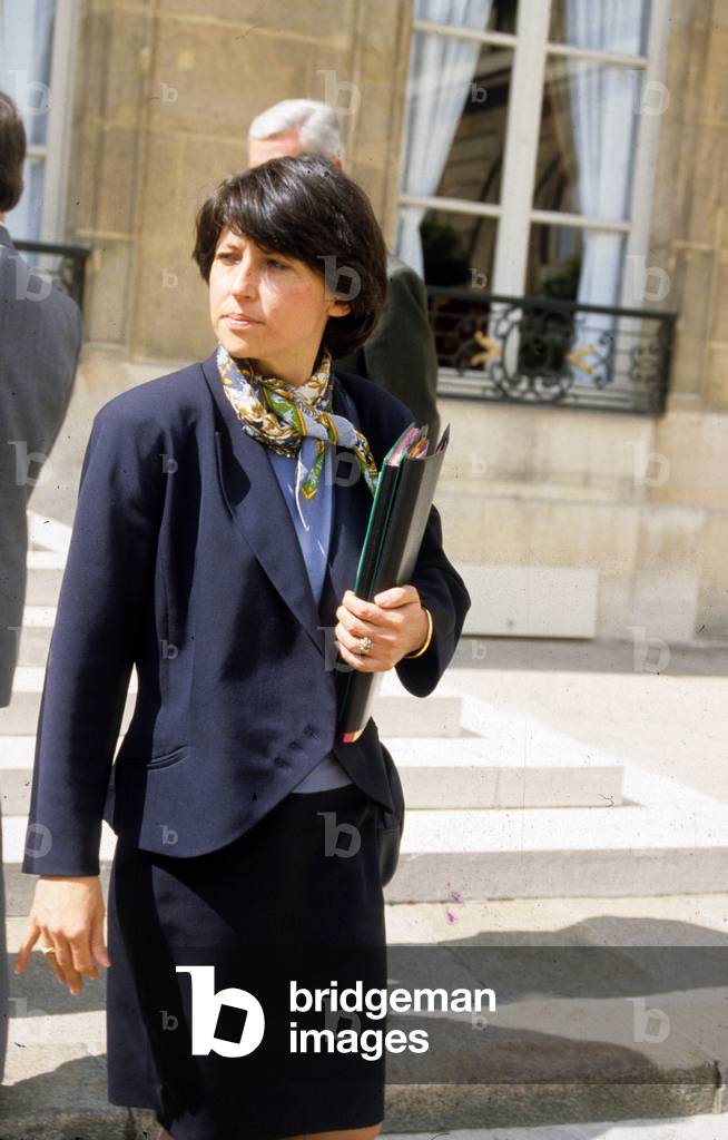 French Minister of Employment Martine Aubry Leaving Elysee Paalce After Council of Ministers 1991 (photo)