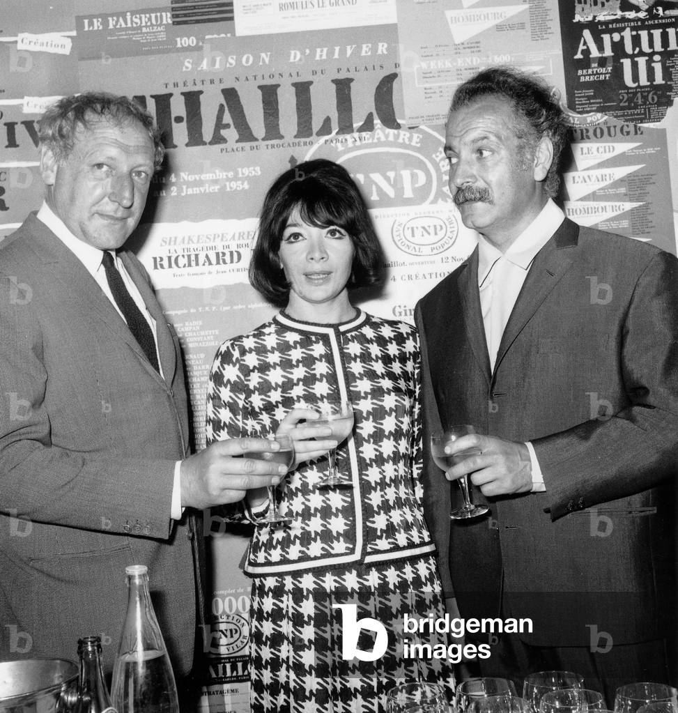 Georges Brassens With Georges Wilson and Juliette Greco June 14, 1966 (b/w photo)