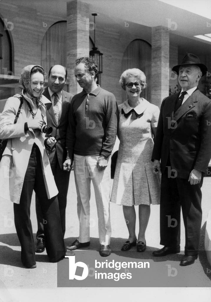 G-D: The Daughter of Arthur Rubinstein Bernard Chevry Francois Reichenbach And Mr Arthur Rubinstein And His Wife In Cannes For The Representation Of The Film By Francois Reichenbach “The Love Of Life” May 19, 1969 (b/w photo)