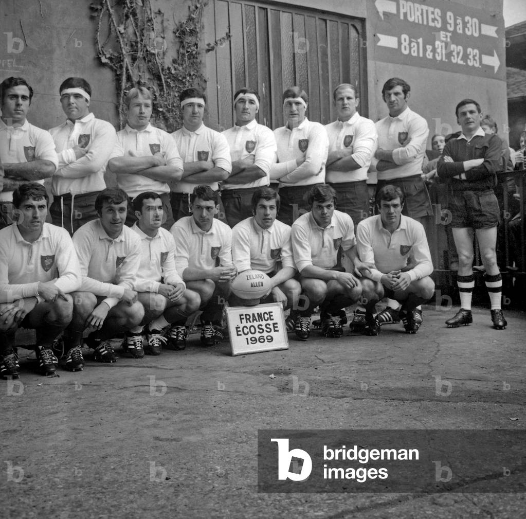Five Nations Tournament in Colombes (France) April 11, 1964 : French Team (b/w photo)