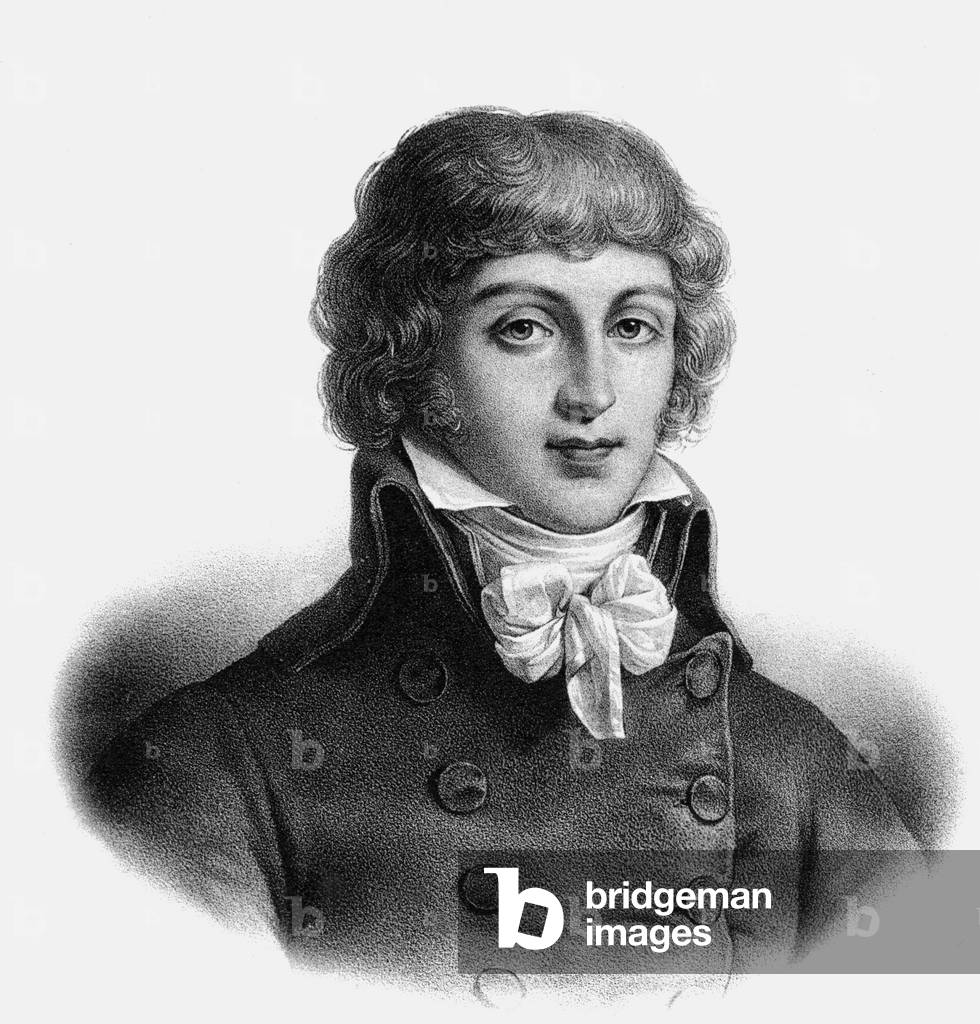 Portrait of Saint Just - Convention's deputy, 1792 (engraving)