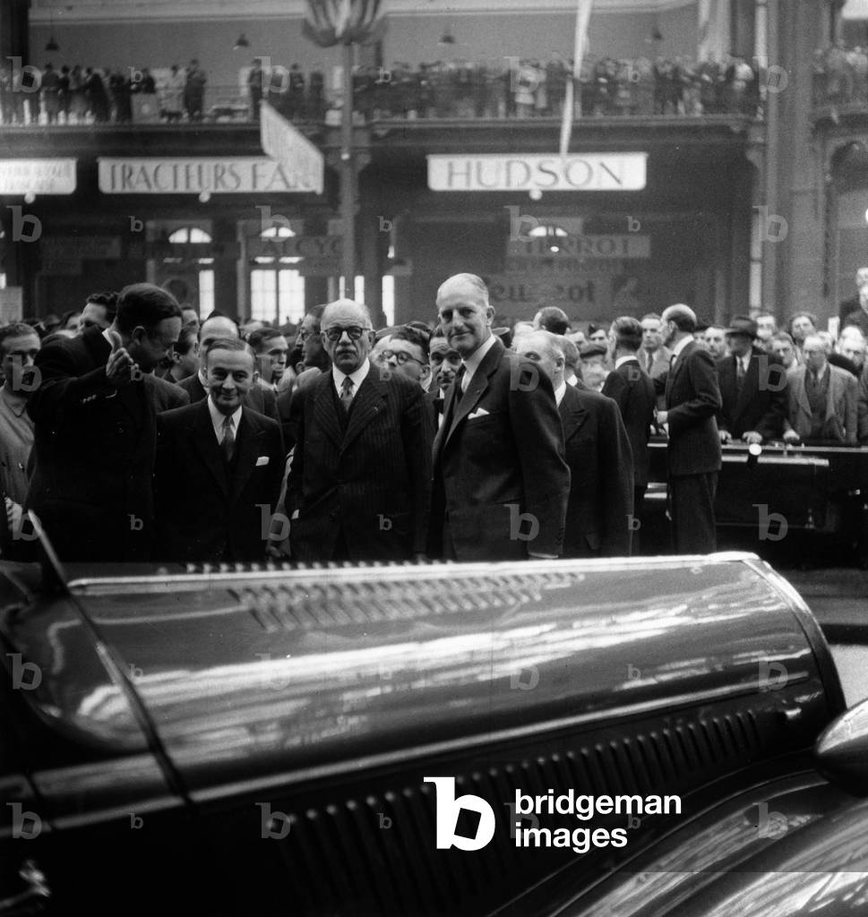 Paris Motor Show, October 11, 1946 : Georges Bidault, President of Gprf (Gouvernement Provisoire De La Republique Francaise) (b/w photo)