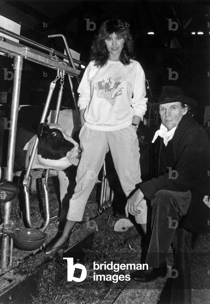 Aldona Walesa Visiting La Bastille Farm With His Fiance The Painter Yves Corbassiere March 2, 1983 (b/w photo)