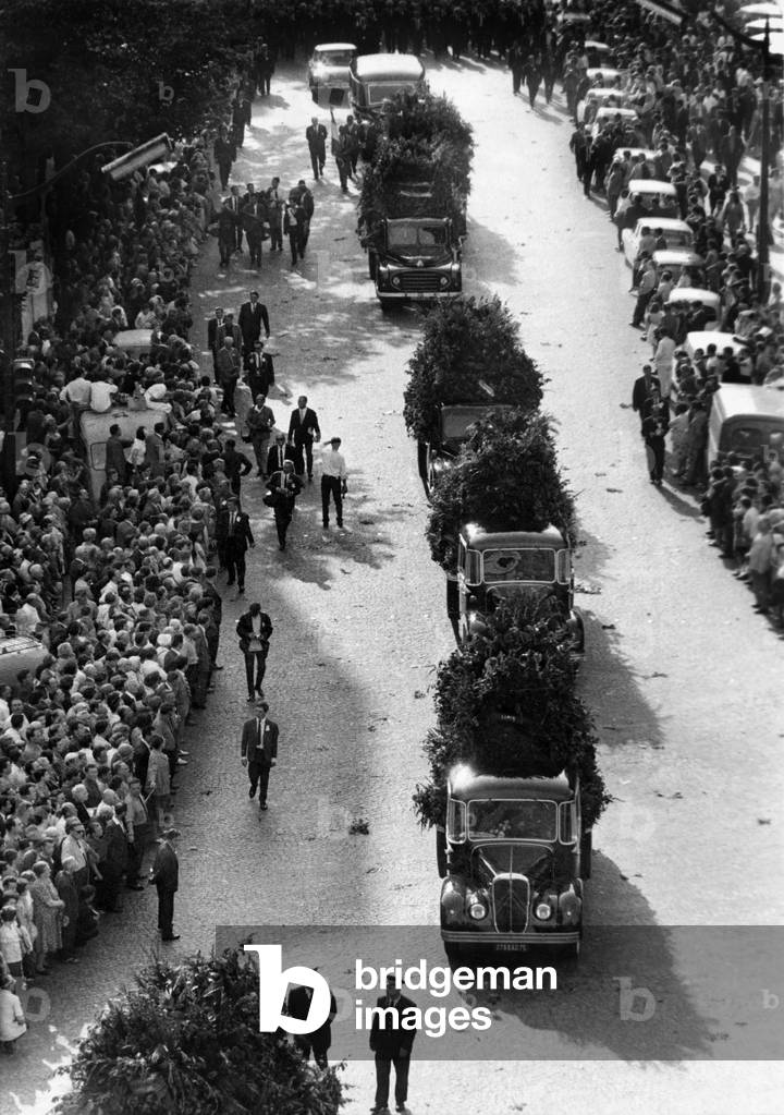 Funeral Procession during Maurice Thorez'S Funerals in Paris July 16, 1964 (b/w photo)