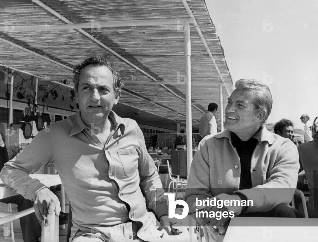 Jean Marais and Director Francois Reichenbach in Cannes, April 16, 1969 (b/w photo)