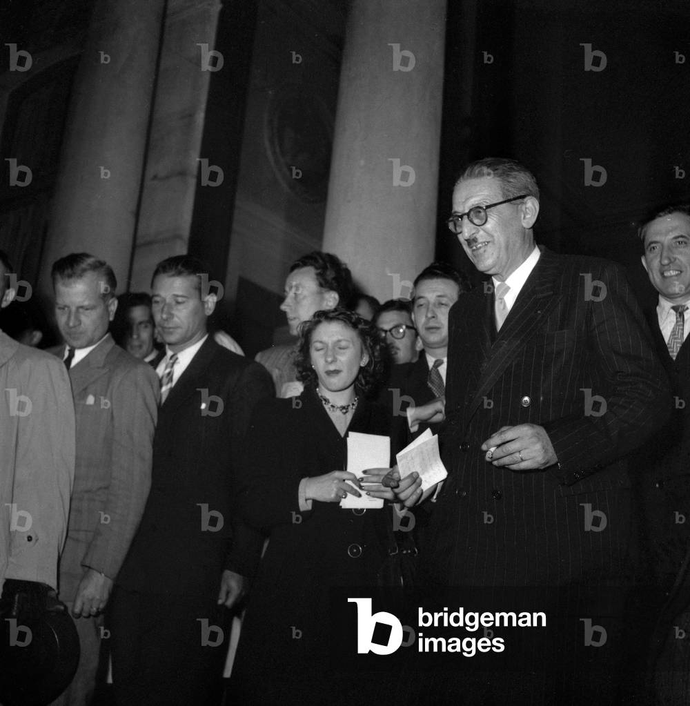 French ministerial crisis on October 9, 1949 at the Elysee in Paris : French politician Jules Moch (b/w photo)