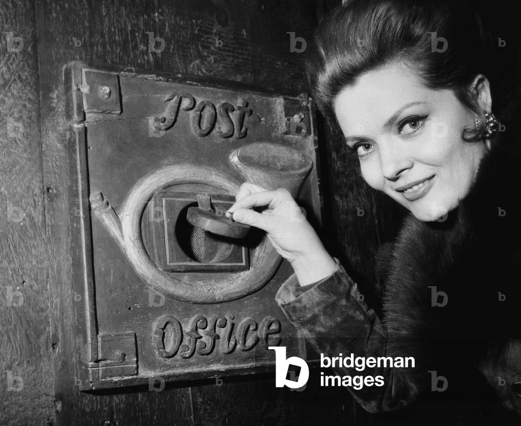 Corinne Marchand During The Opening Of The Exhibition By Francesco Conz, March 11, 1970 (b/w photo)