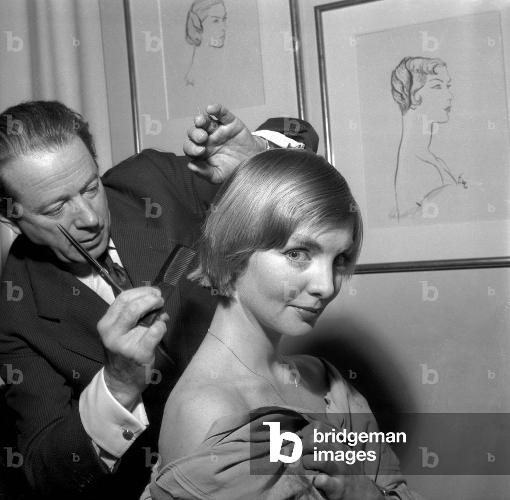 Jane Werner With Hair Cut By Hairdresser Guillaume, January 28, 1958 (b/w photo)