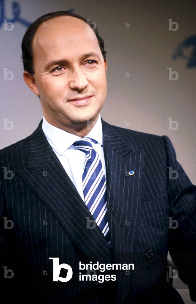 Laurent Fabius French Prime Minister, during TV Programme on January 9, 1988 (photo)