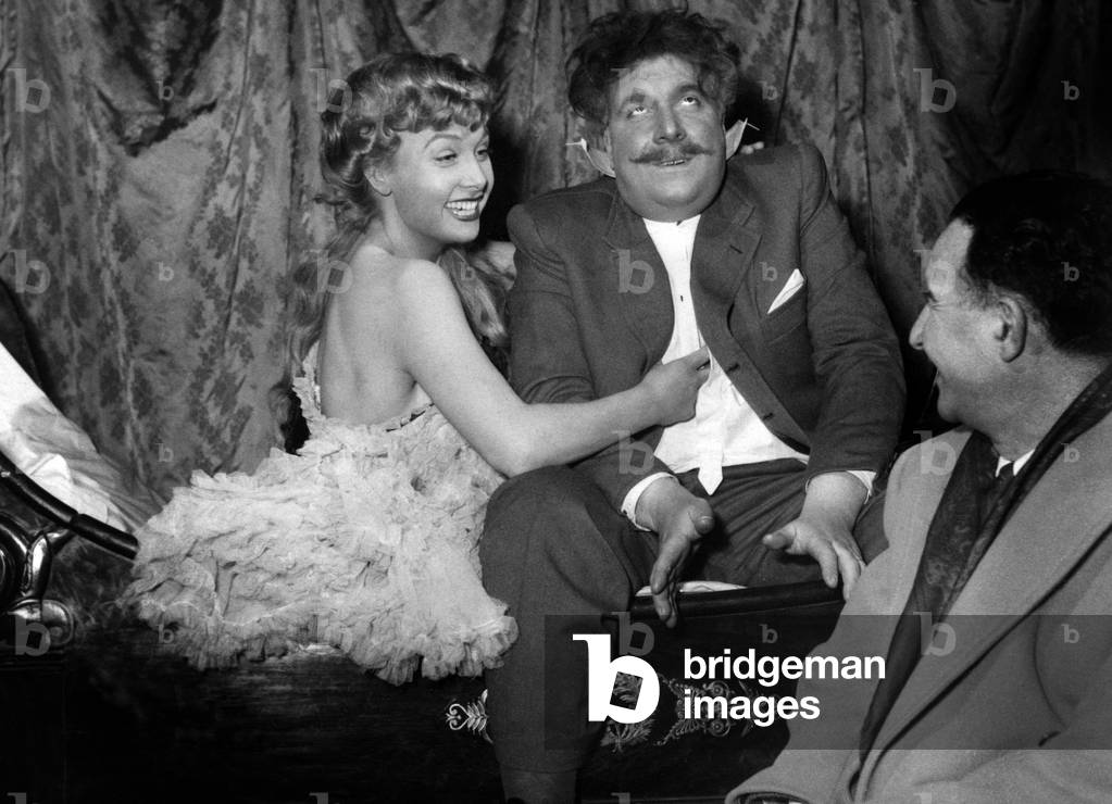 Arlette Poirier and Jacques Morel on The Set of The Film Girl From Maxim'S By Marcel Aboulker (R), Neuilly'S Studio, March 9, 1950 (b/w photo)