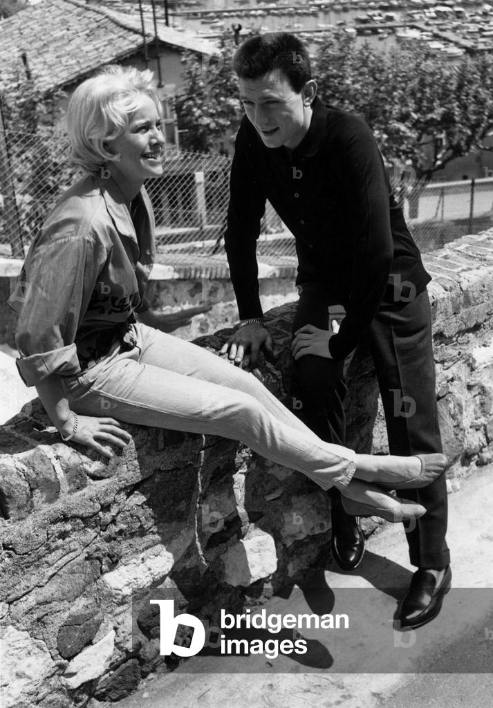 Cannes Film Festival : Laurence Harvey and Nicole Berger, May 9, 1959 (b/w photo)