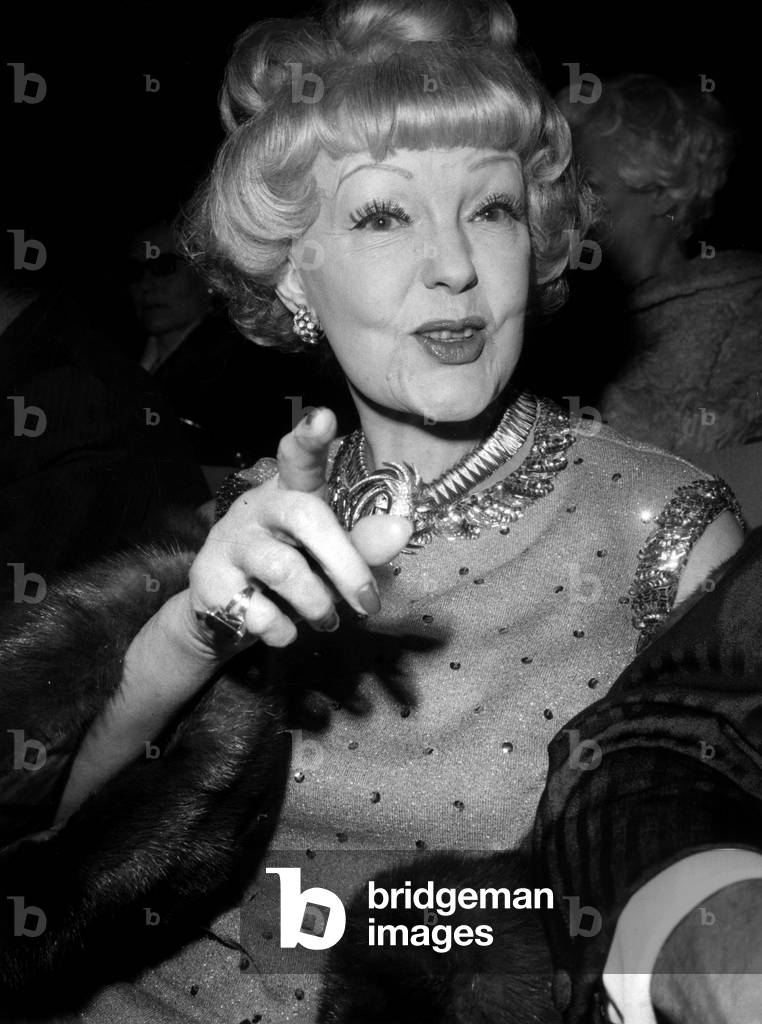 Jeanne Aubert At The Presentation Of The Film Of La Sica Which She Is One Of The Performers “A New World” In 1966 (b/w photo)