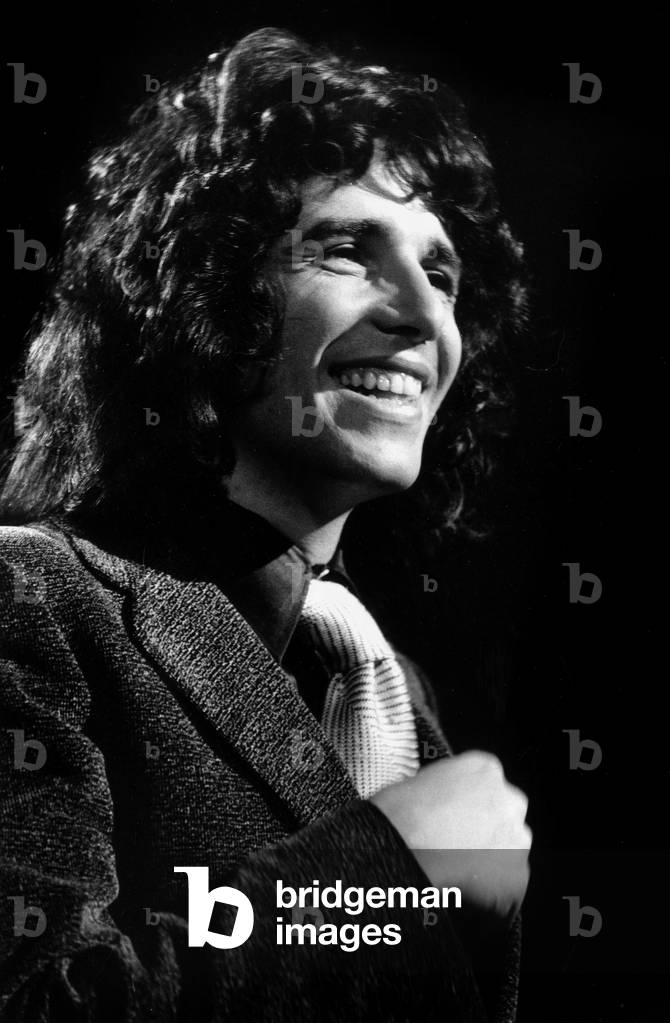French Singer Julien Clerc during TV Programme November 17, 1971 (b/w photo)